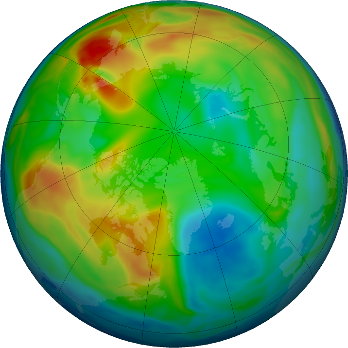 Arctic ozone map for 01 January 2017